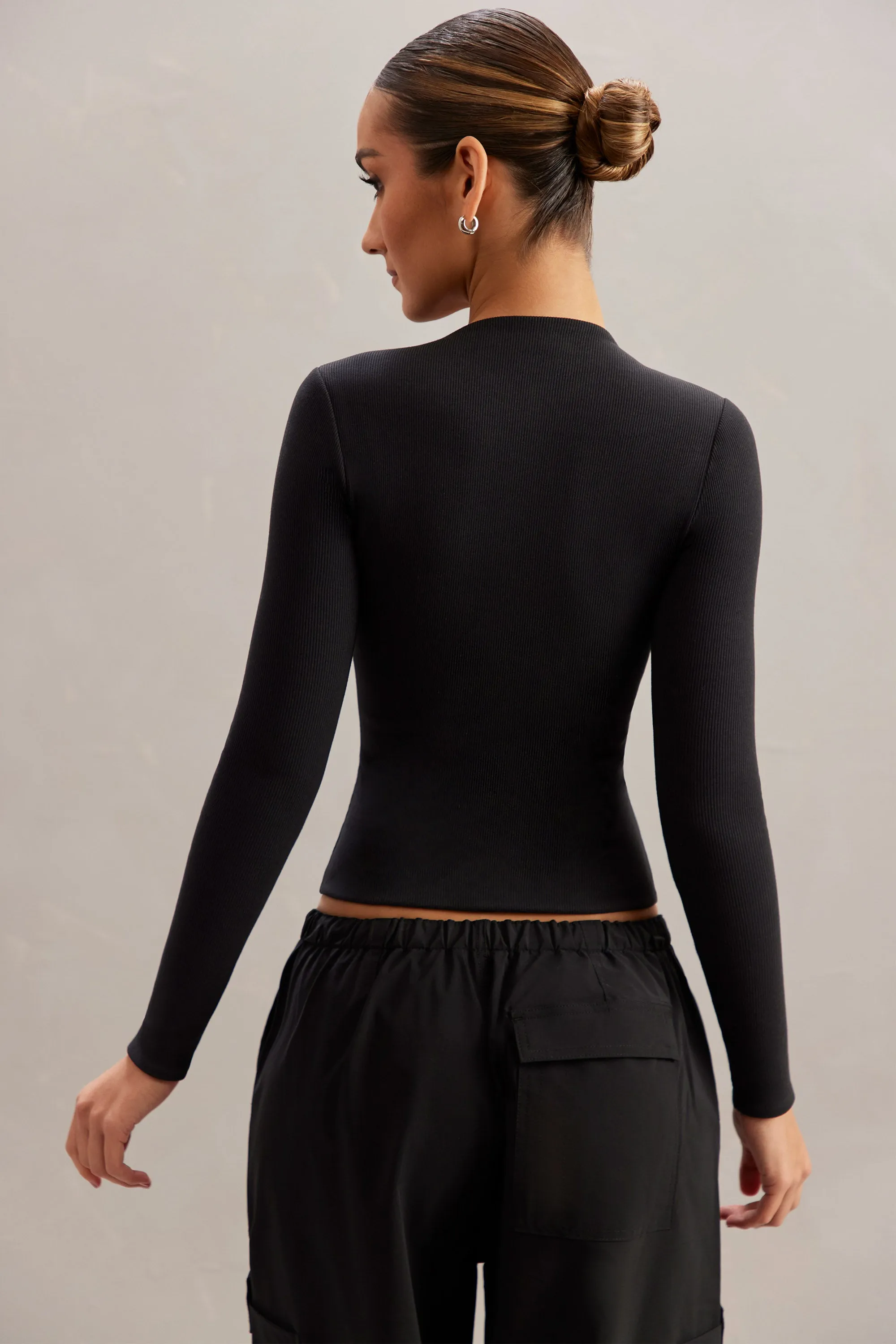 Long Sleeve Crop Top in Black sold by Oh Polly product image thumbnail 4