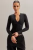 Long Sleeve Crop Top in Black sold by Oh Polly
