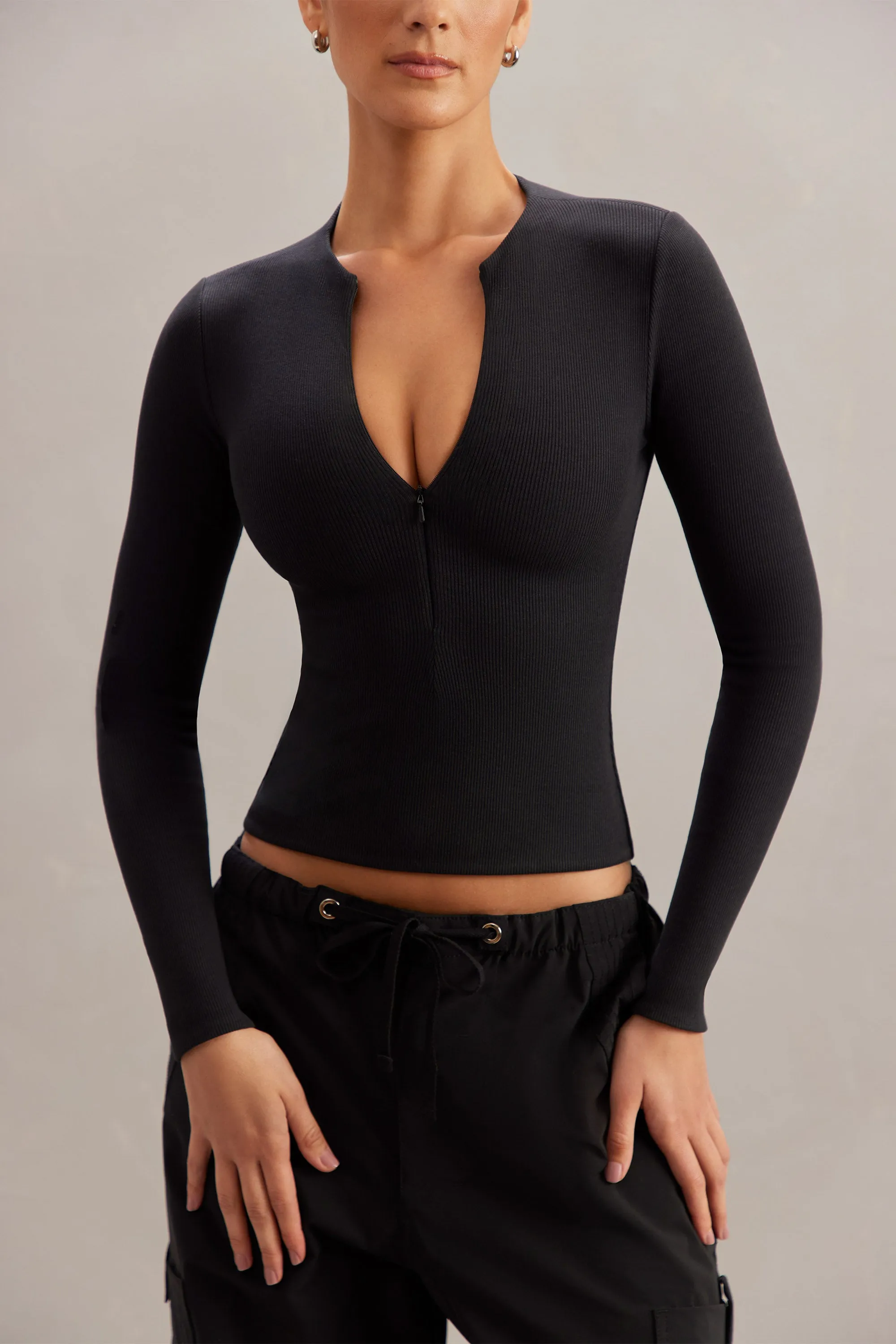 Long Sleeve Crop Top in Black sold by Oh Polly product image thumbnail 2