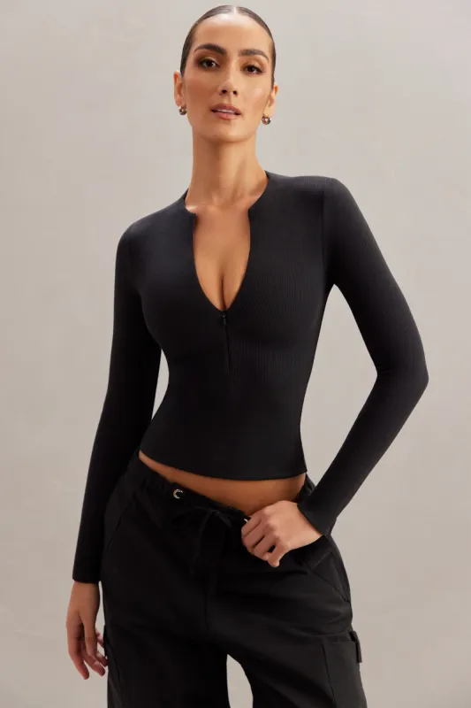 Long Sleeve Crop Top in Black sold by Oh Polly