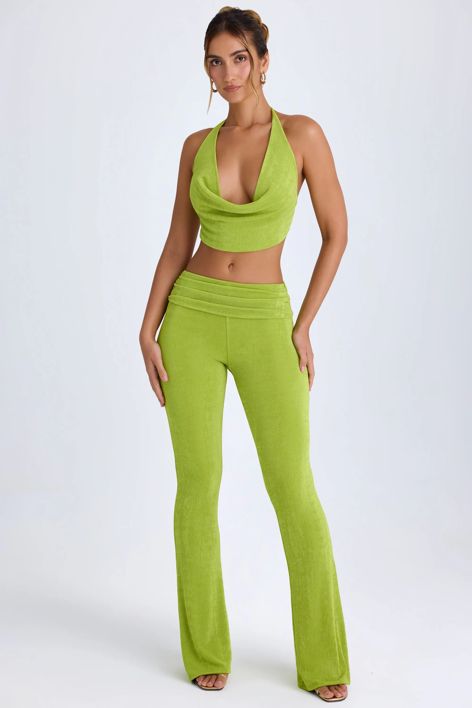 Petite Ruched Mid-Rise Trousers in Pear Green sold by Oh Polly product image thumbnail 5