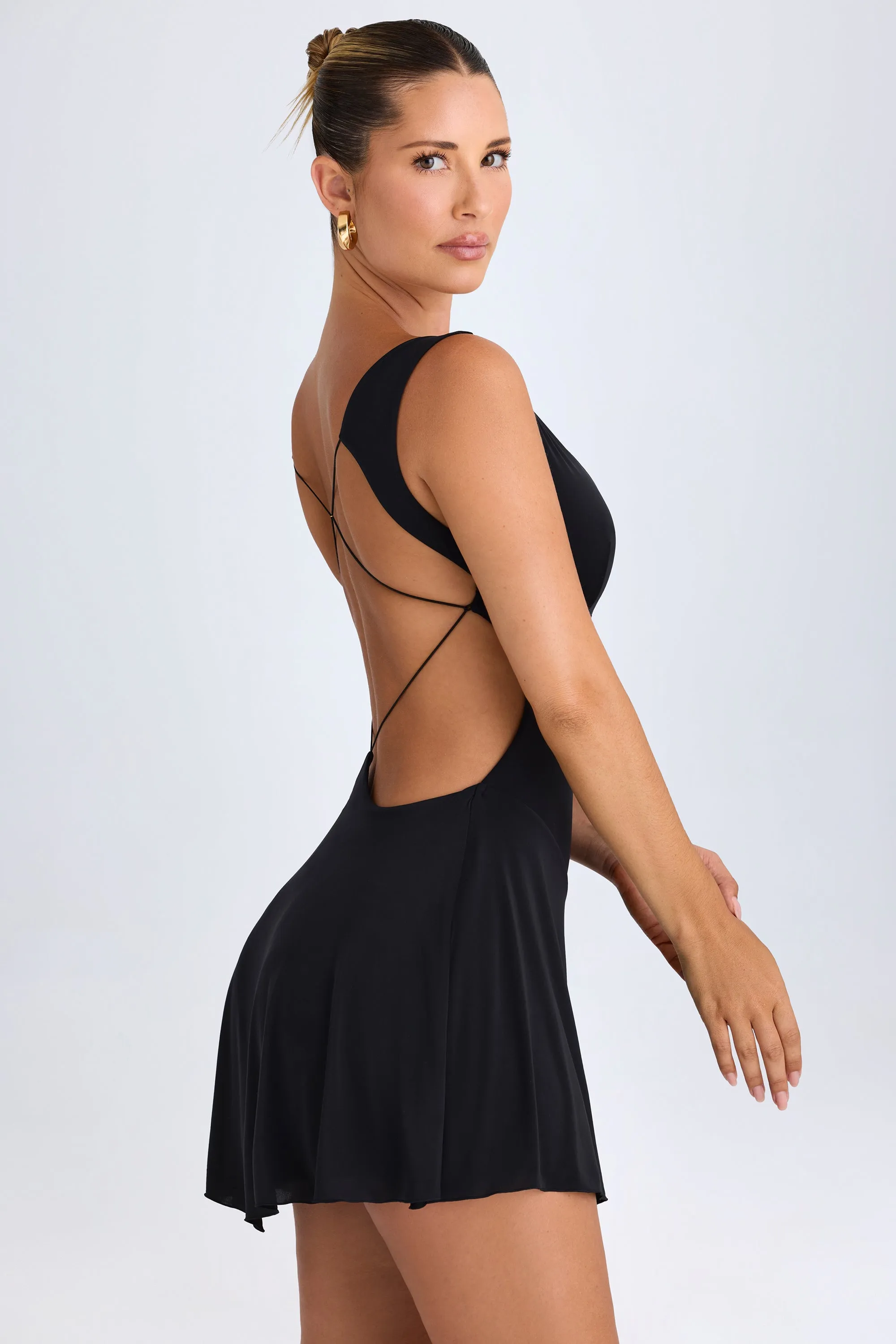 Plunge Cut-Out Mini Dress in Black sold by Oh Polly product image thumbnail 3