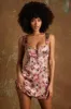 Lace Up Corset Mini Dress in Beige Print sold by Oh Polly