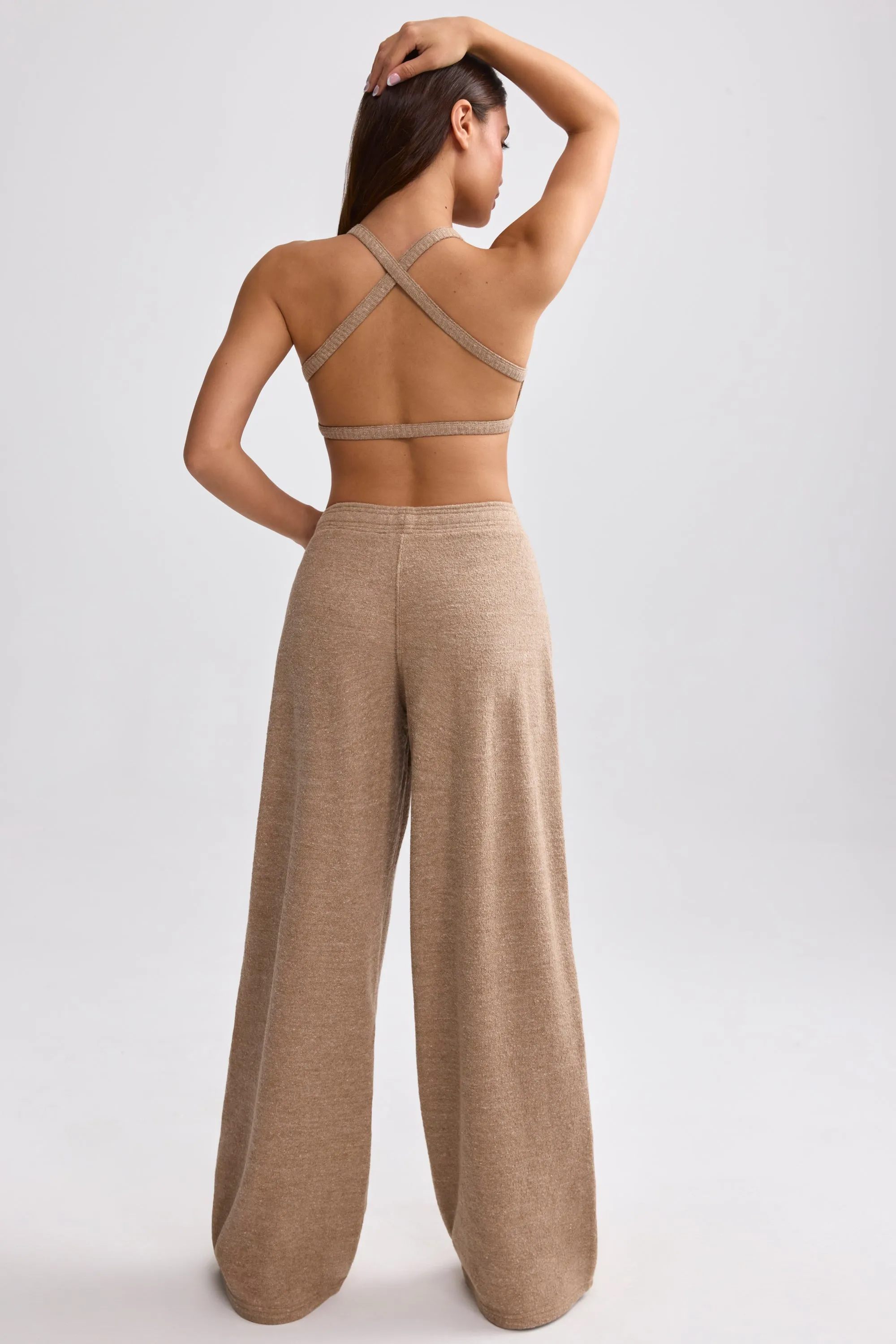 Terry Towelling Wide-Leg Joggers in Mocha Brown sold by Oh Polly product image thumbnail 2