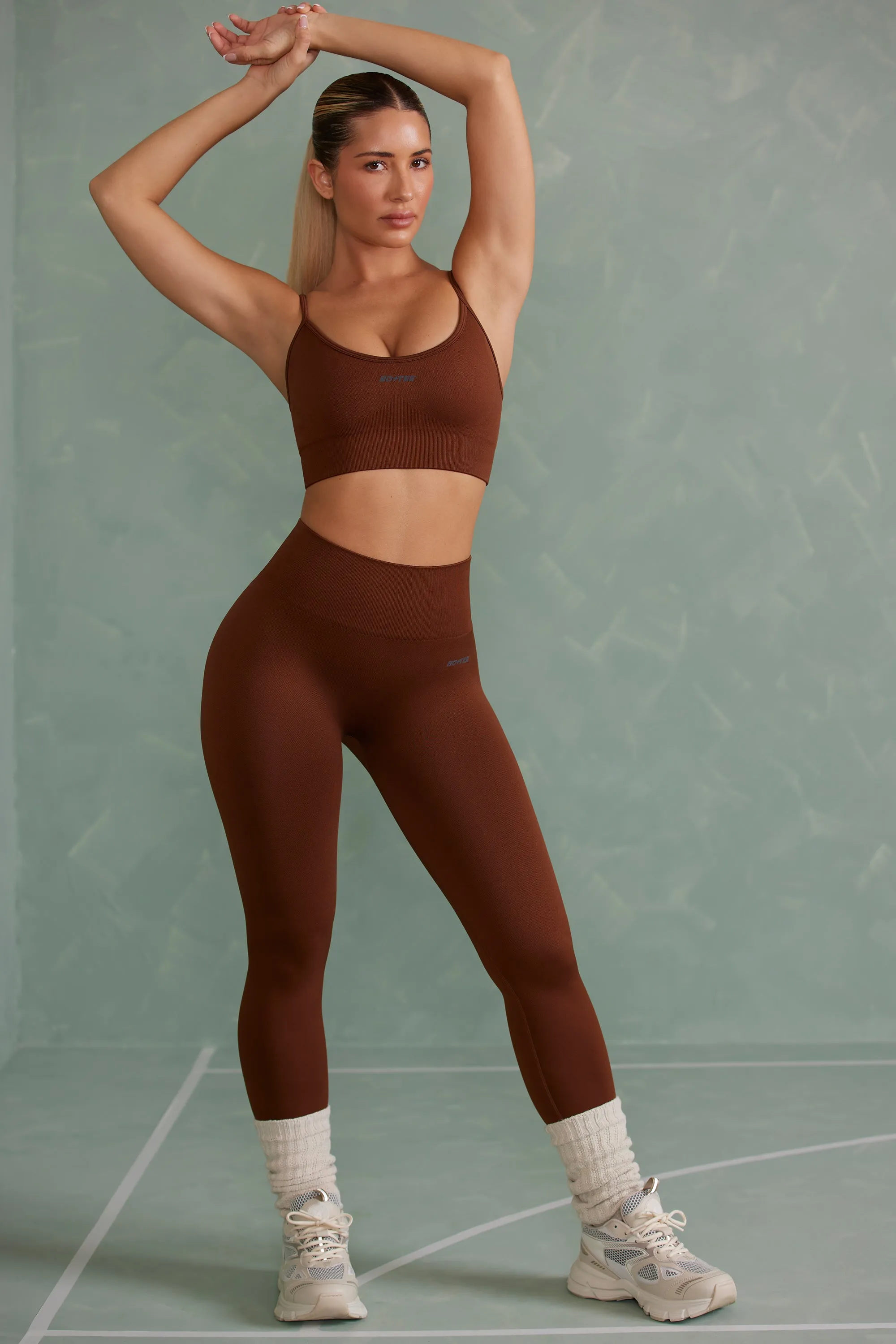 Petite Super Sculpt Full Length Leggings in Copper Brown sold by Oh Polly product image thumbnail 4
