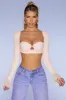 Long Sleeve Ruched Crop Top in Blush sold by Oh Polly