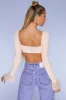 Long Sleeve Ruched Crop Top in Blush sold by Oh Polly