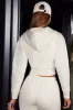 Zip Up Cropped Hooded Jacket in Ivory sold by Oh Polly