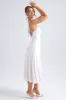 Sweetheart-Neck Ruched Midaxi Dress in Ivory sold by Oh Polly