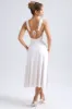 Sweetheart-Neck Ruched Midaxi Dress in Ivory sold by Oh Polly