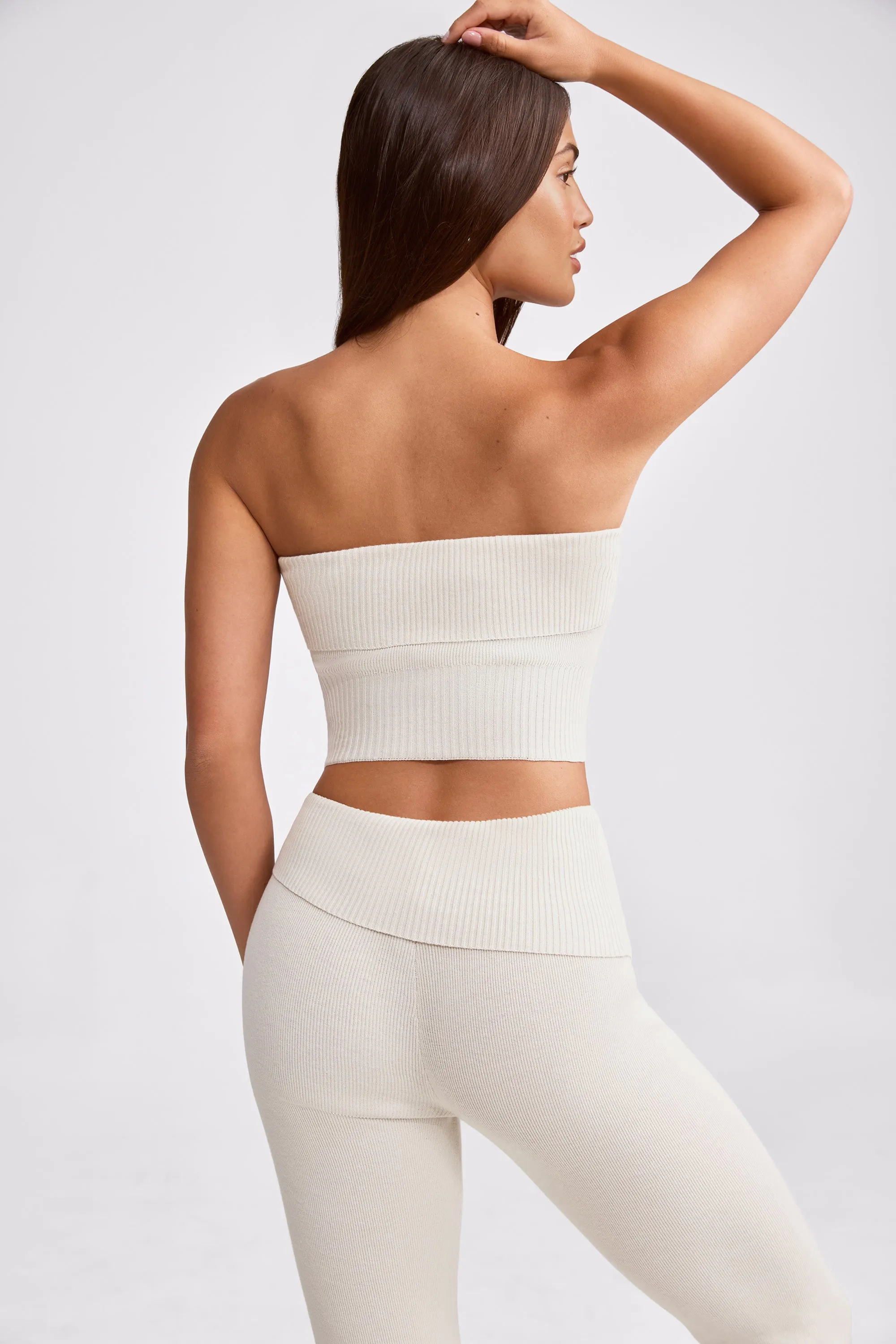 Bandeau Chunky Knit Crop Top in Cream sold by Oh Polly product image thumbnail 2