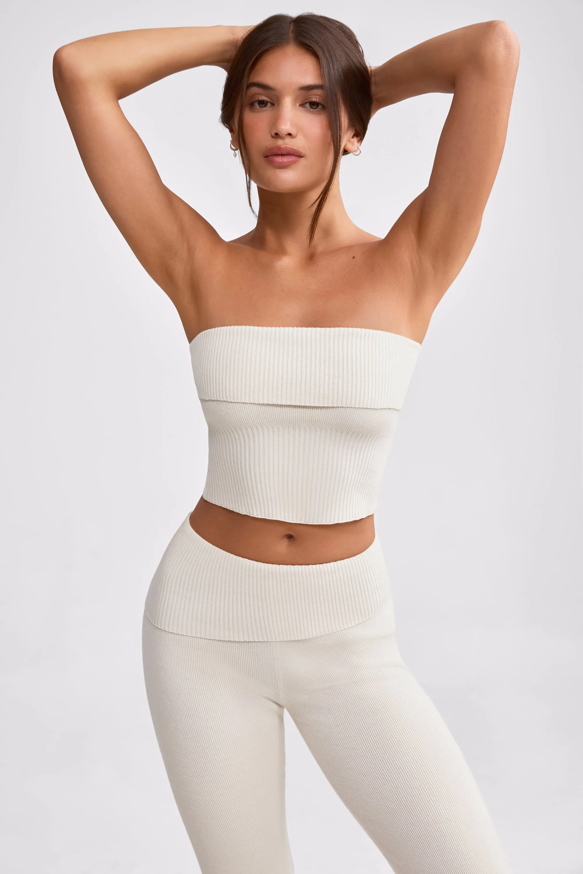 Bandeau Chunky Knit Crop Top in Cream sold by Oh Polly product image thumbnail 5