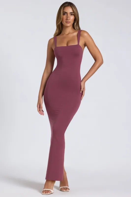 Straight Neck Low Back Maxi Dress in Plum sold by Oh Polly