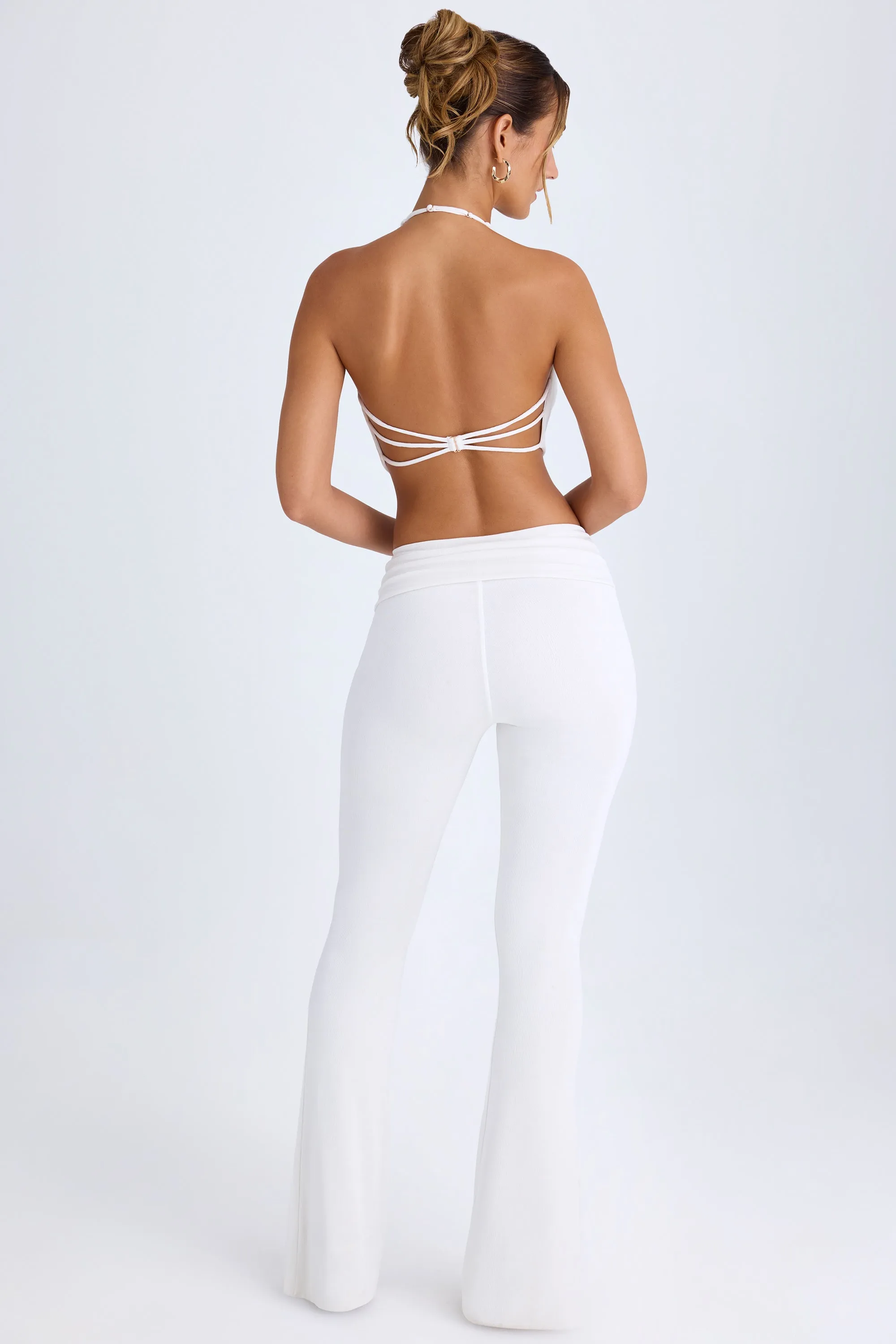 Petite Ruched Mid-Rise Trousers in White sold by Oh Polly product image thumbnail 2