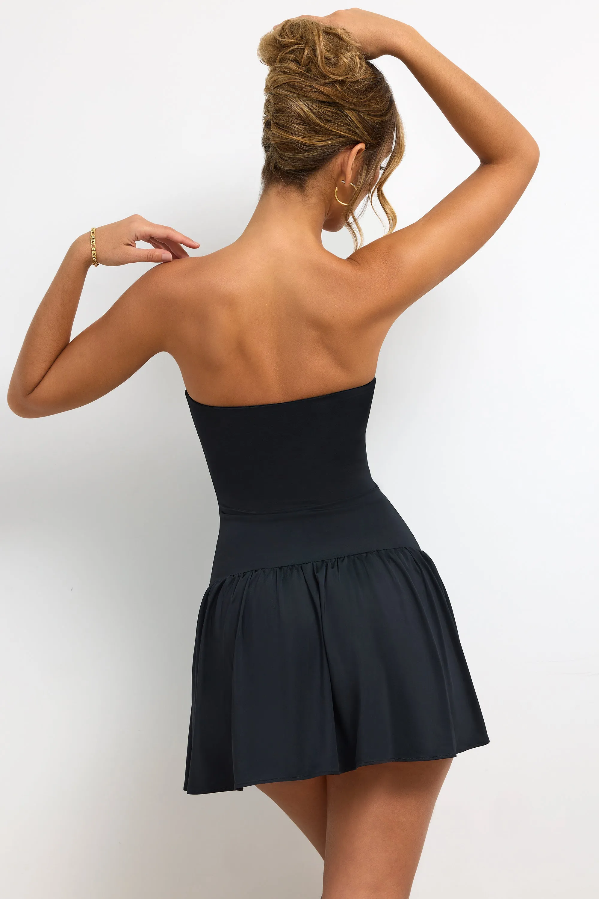 Slinky Jersey Strapless Plunge Neck Mini Dress in Black sold by Oh Polly product image thumbnail 2