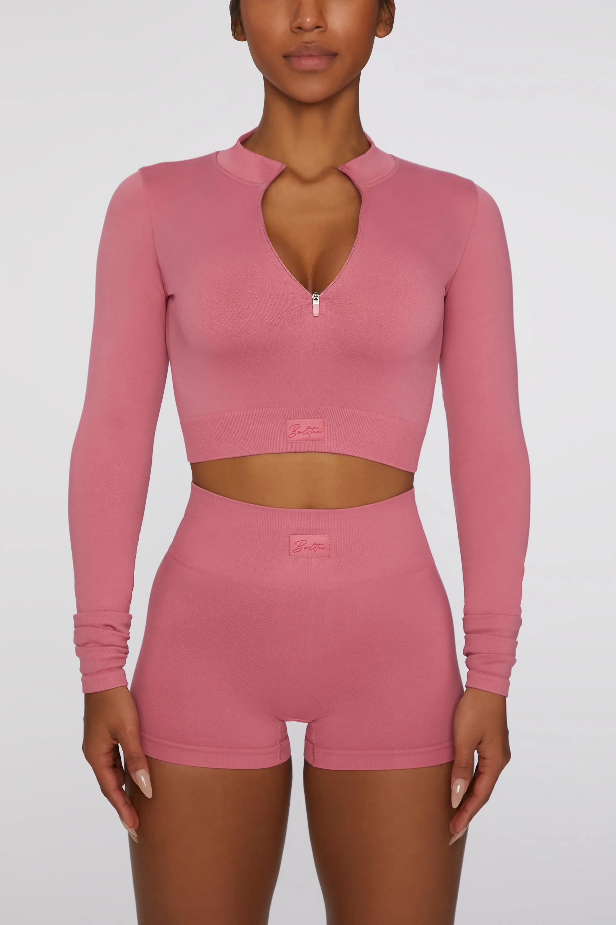 Long Sleeve Crop Top in Pink sold by Oh Polly product image thumbnail 4