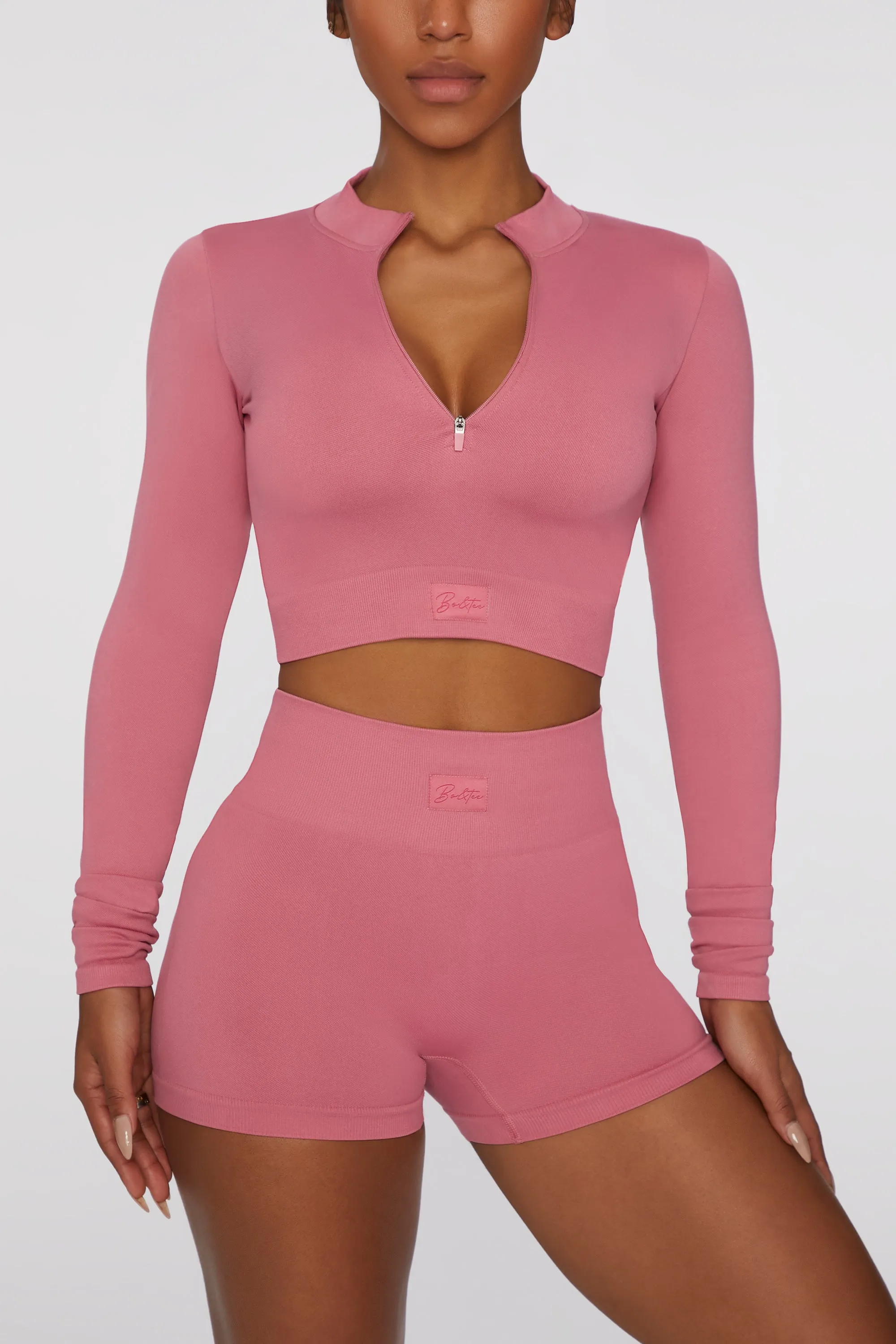 Long Sleeve Crop Top in Pink sold by Oh Polly product image thumbnail 5