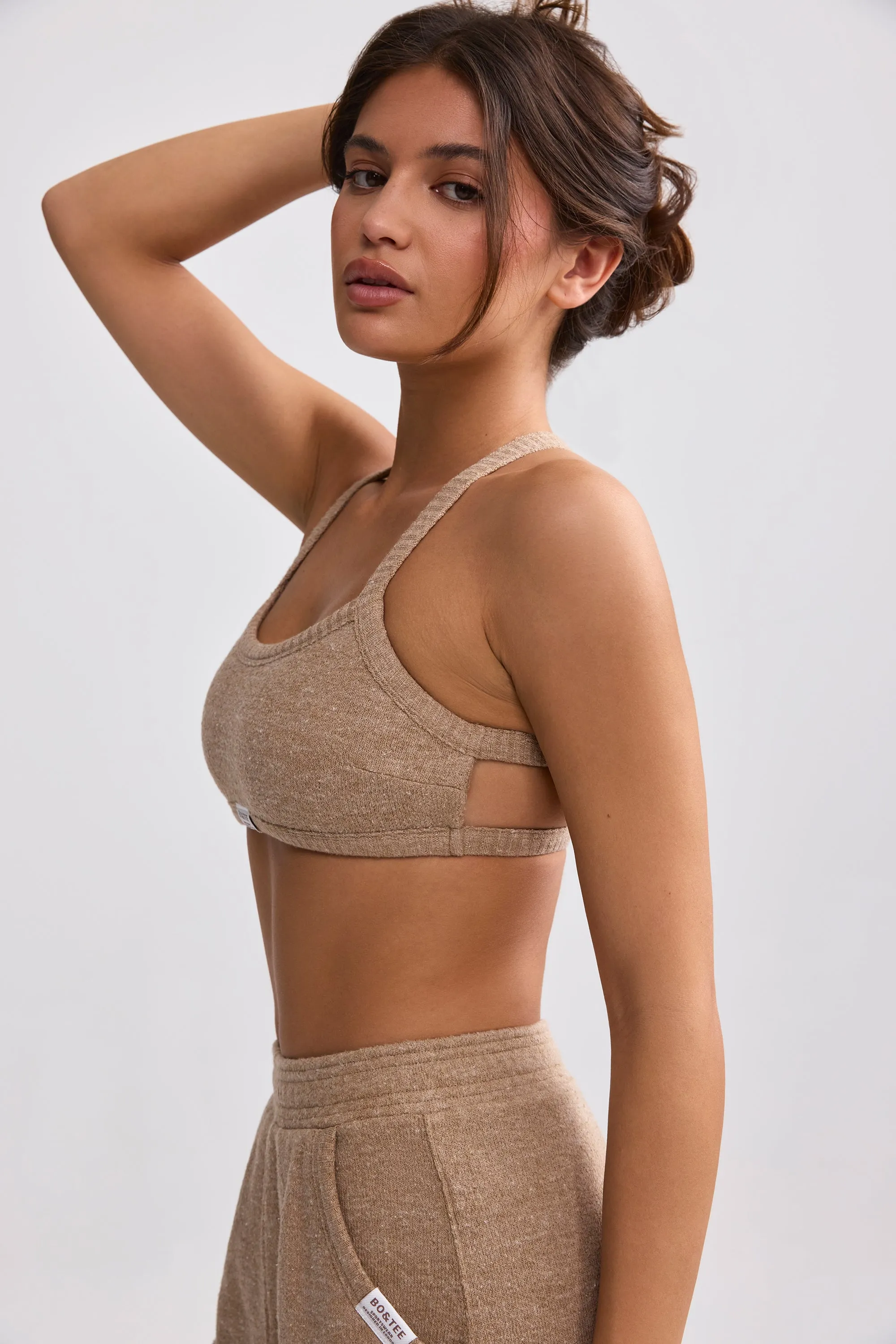 Terry Towelling Scoop-Neck Bralette in Mocha Brown sold by Oh Polly product image thumbnail 3