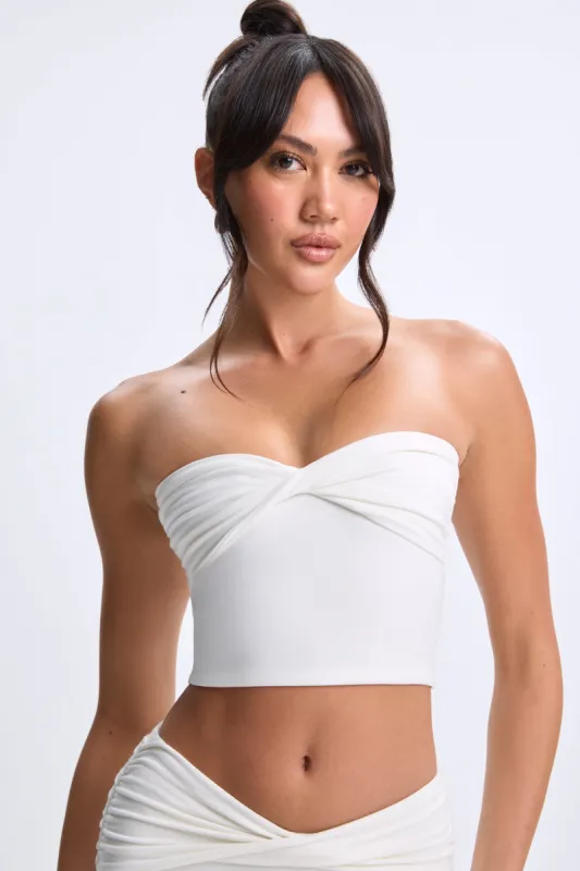 Twist-Front Bandeau Top in White sold by Oh Polly
