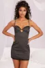 Leopard Print Satin Mini Dress in Black sold by Oh Polly