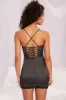 Leopard Print Satin Mini Dress in Black sold by Oh Polly