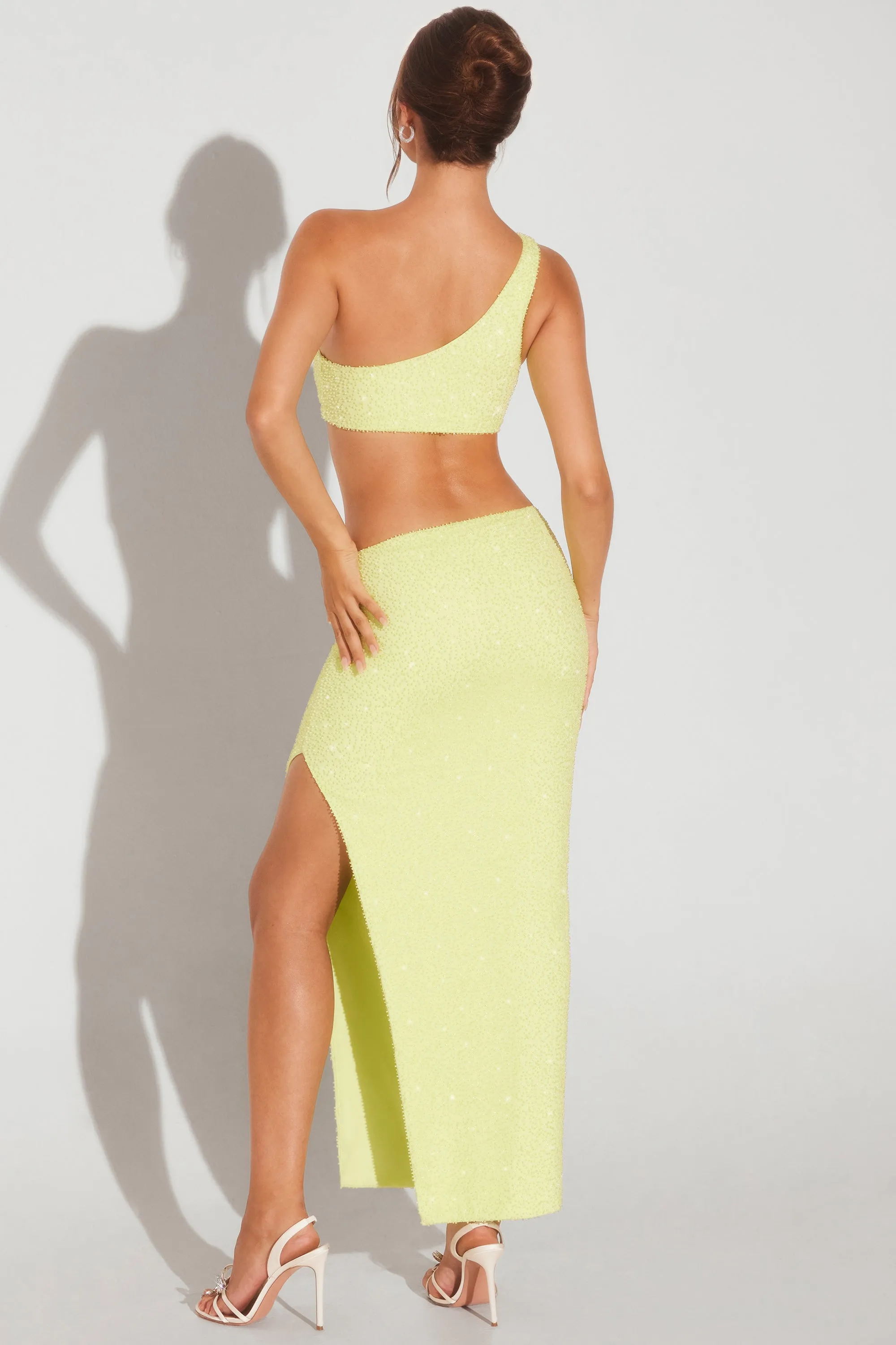 Embellished Side Split Maxi Skirt in Lime Green sold by Oh Polly product image thumbnail 2
