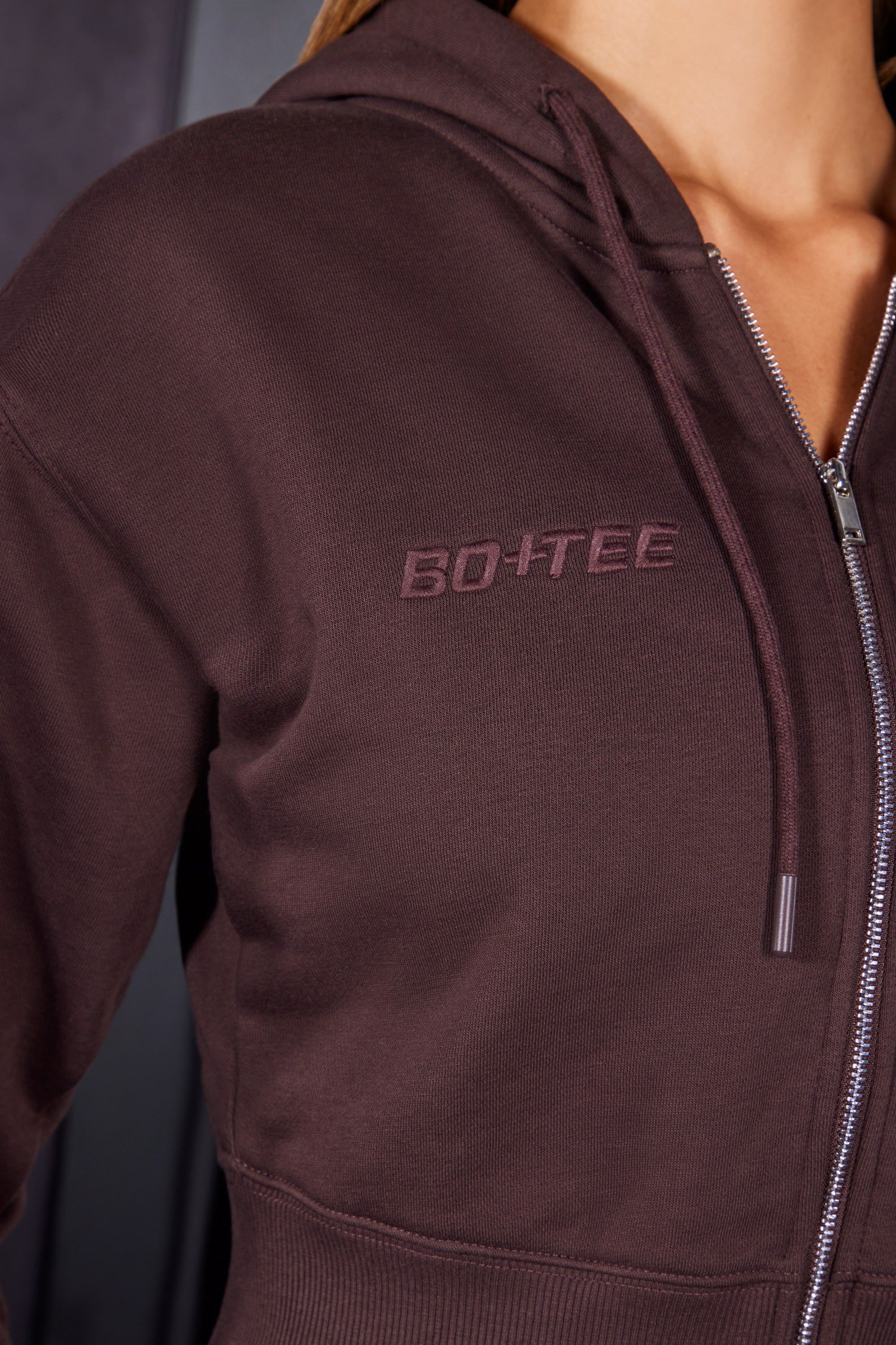 Zip Up Cropped Hooded Jacket in Brown sold by Oh Polly product image thumbnail 4