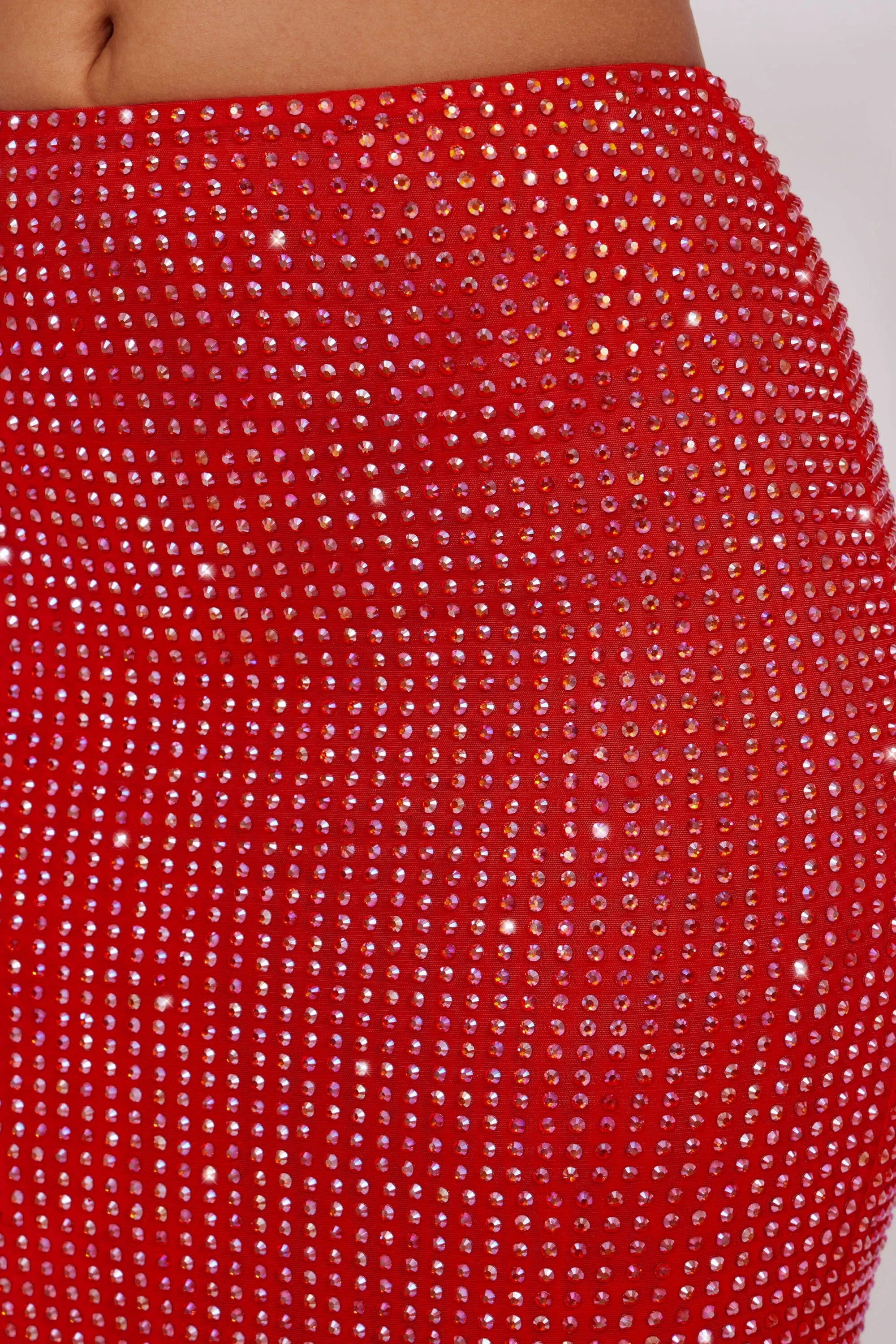 Embellished Mid Rise Maxi Skirt in Fire Red sold by Oh Polly product image thumbnail 4