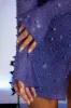 Embellished Wrap Over A-Line Mini Dress in Dark Blue sold by Oh Polly