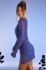 Embellished Wrap Over A-Line Mini Dress in Dark Blue sold by Oh Polly
