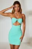 Halter Neck Embellished Mini Dress in Turquoise sold by Oh Polly