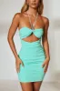 Halter Neck Embellished Mini Dress in Turquoise sold by Oh Polly
