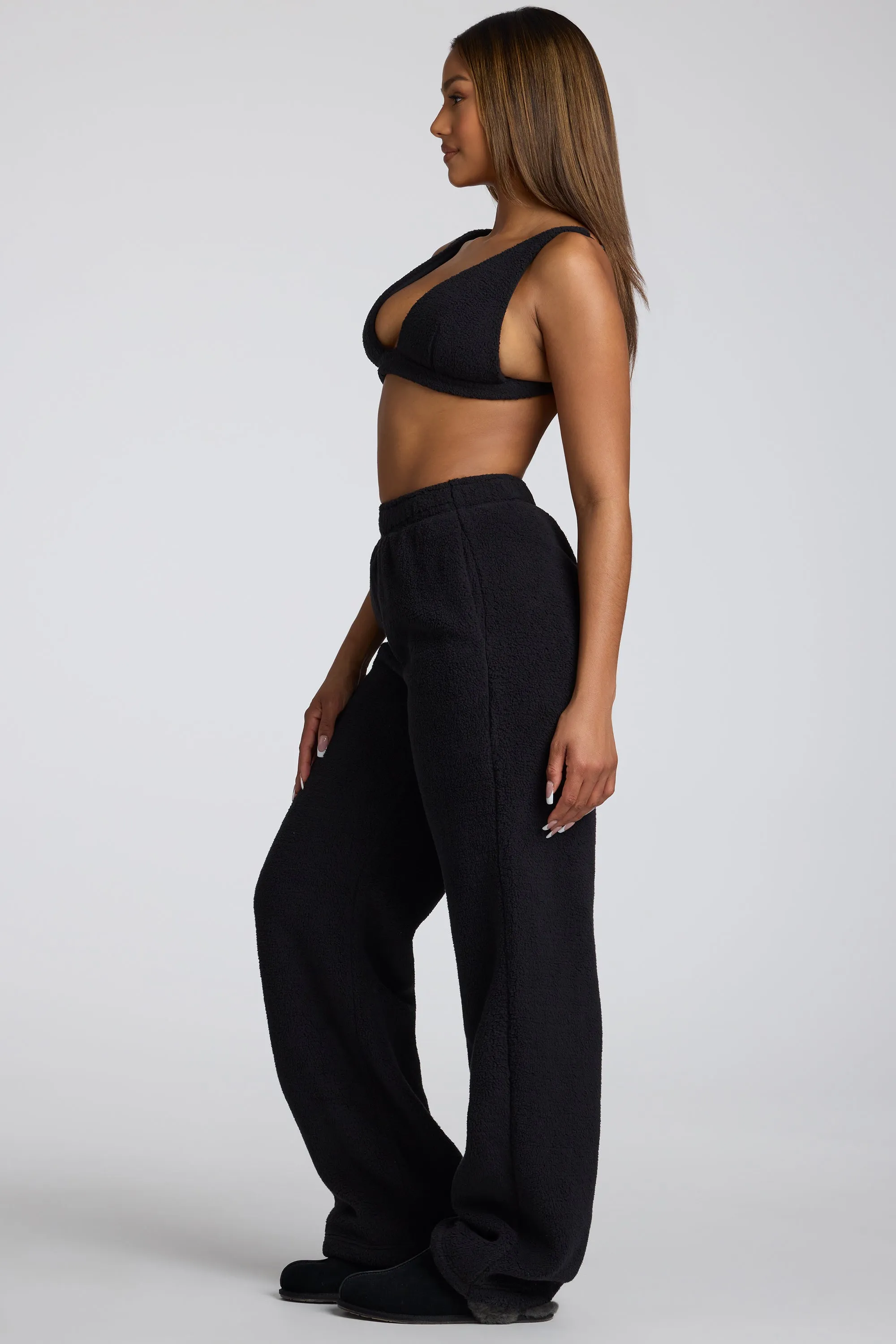 Low Rise Straight Leg Fleece Joggers in Black sold by Oh Polly product image thumbnail 3