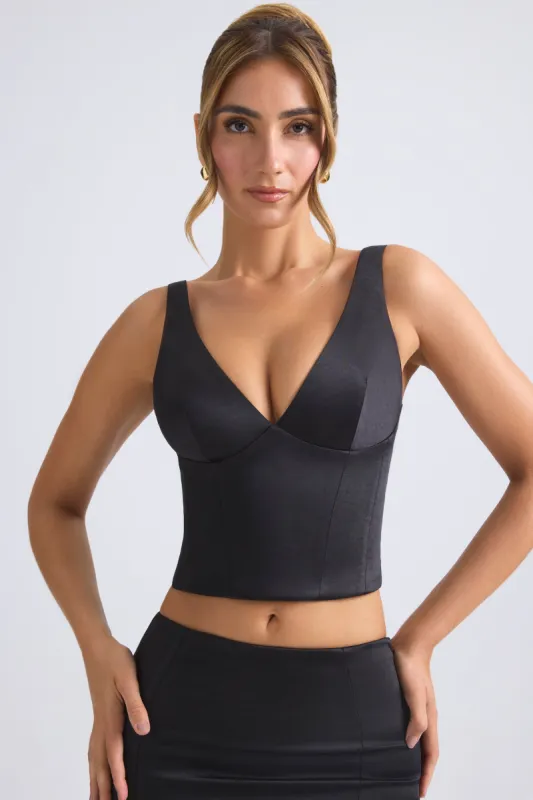 Lace-Up Corset Top in Black sold by Oh Polly