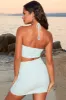 V Waist Crochet Mini Skirt in Aqua sold by Oh Polly