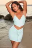 V Waist Crochet Mini Skirt in Aqua sold by Oh Polly