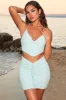 V Waist Crochet Mini Skirt in Aqua sold by Oh Polly