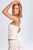 Ruched Lace-Up Corset Top in Small Rose Print sold by Oh Polly