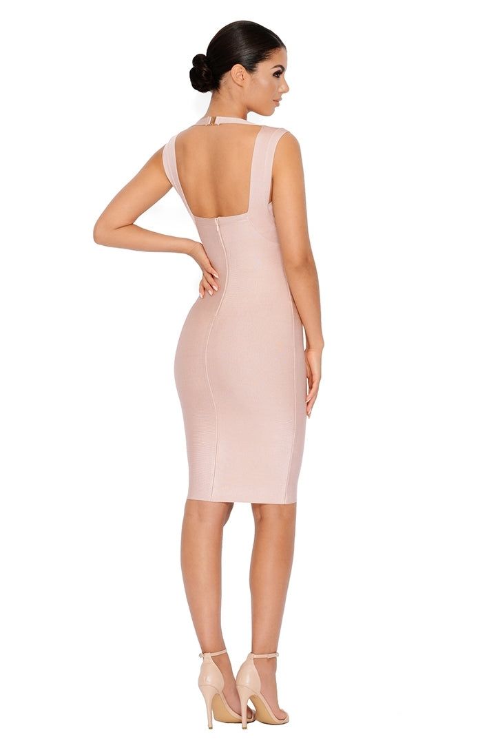 Dressed To Thrill Sleeveless Bandage Knee Length Dress in Blush sold by Oh Polly product image thumbnail 13