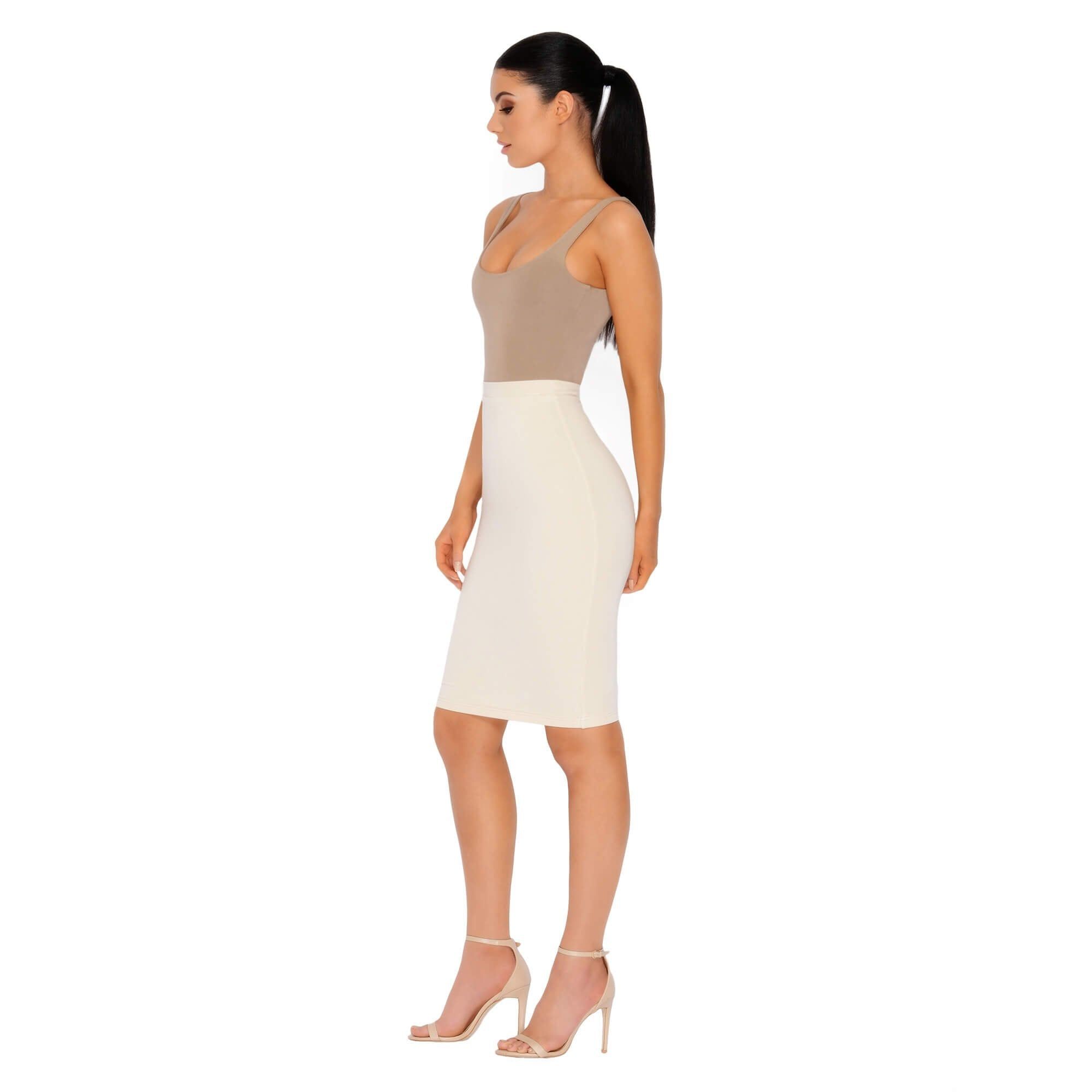 Number 1 Fit Double Layered Midi Skirt in Cream sold by Oh Polly product image thumbnail 7