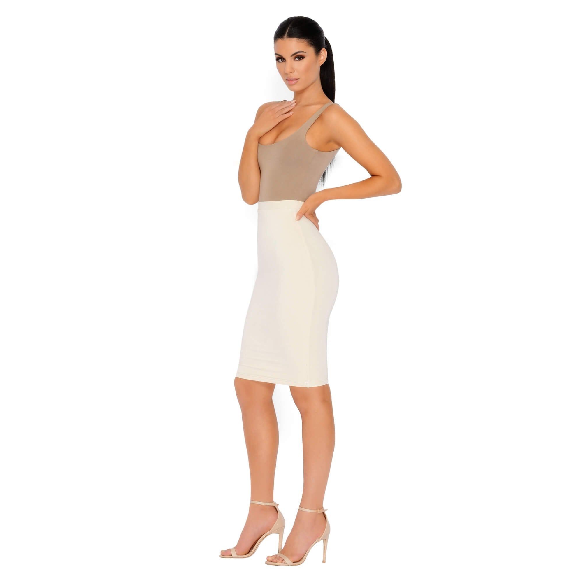 Number 1 Fit Double Layered Midi Skirt in Cream sold by Oh Polly product image thumbnail 8