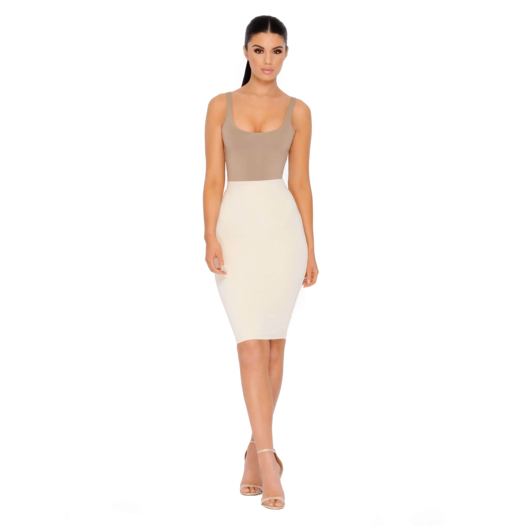 Number 1 Fit Double Layered Midi Skirt in Cream sold by Oh Polly product image thumbnail 2