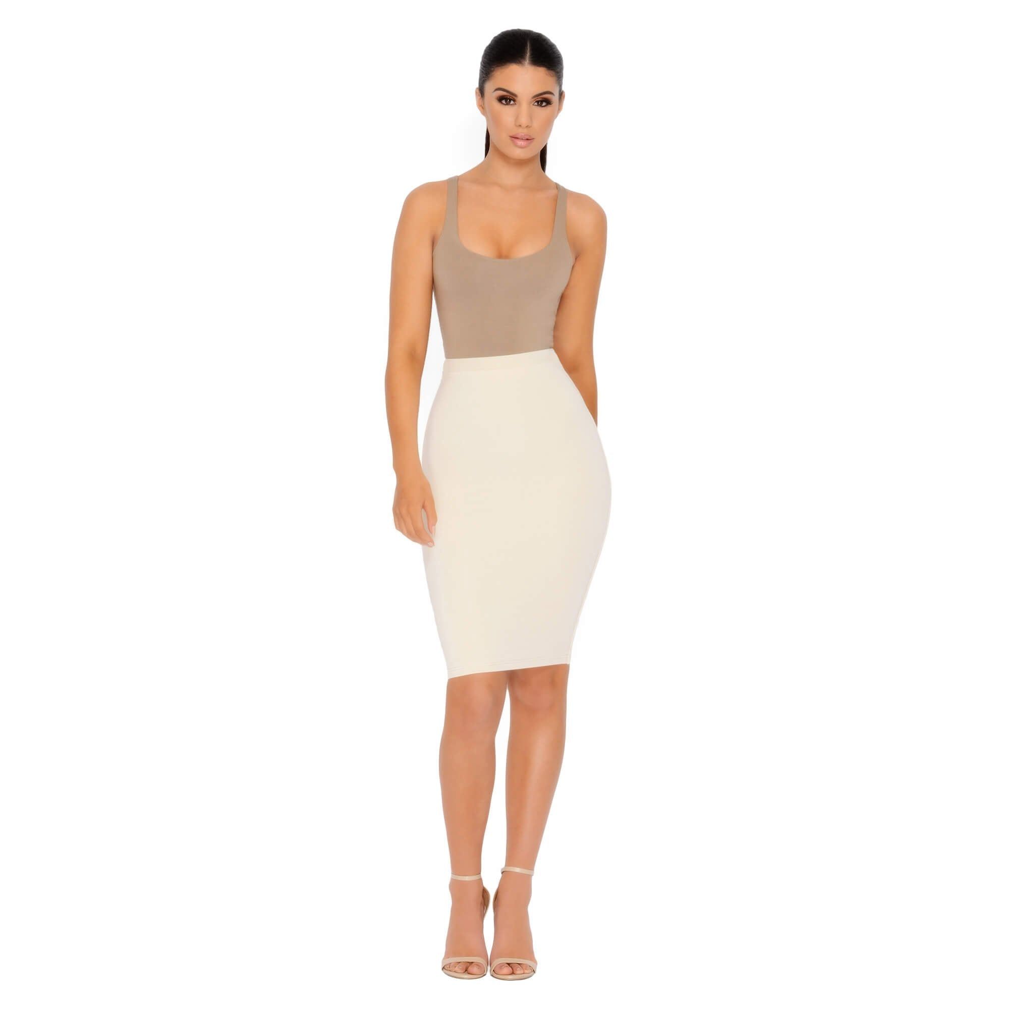 Number 1 Fit Double Layered Midi Skirt in Cream sold by Oh Polly product image thumbnail 11