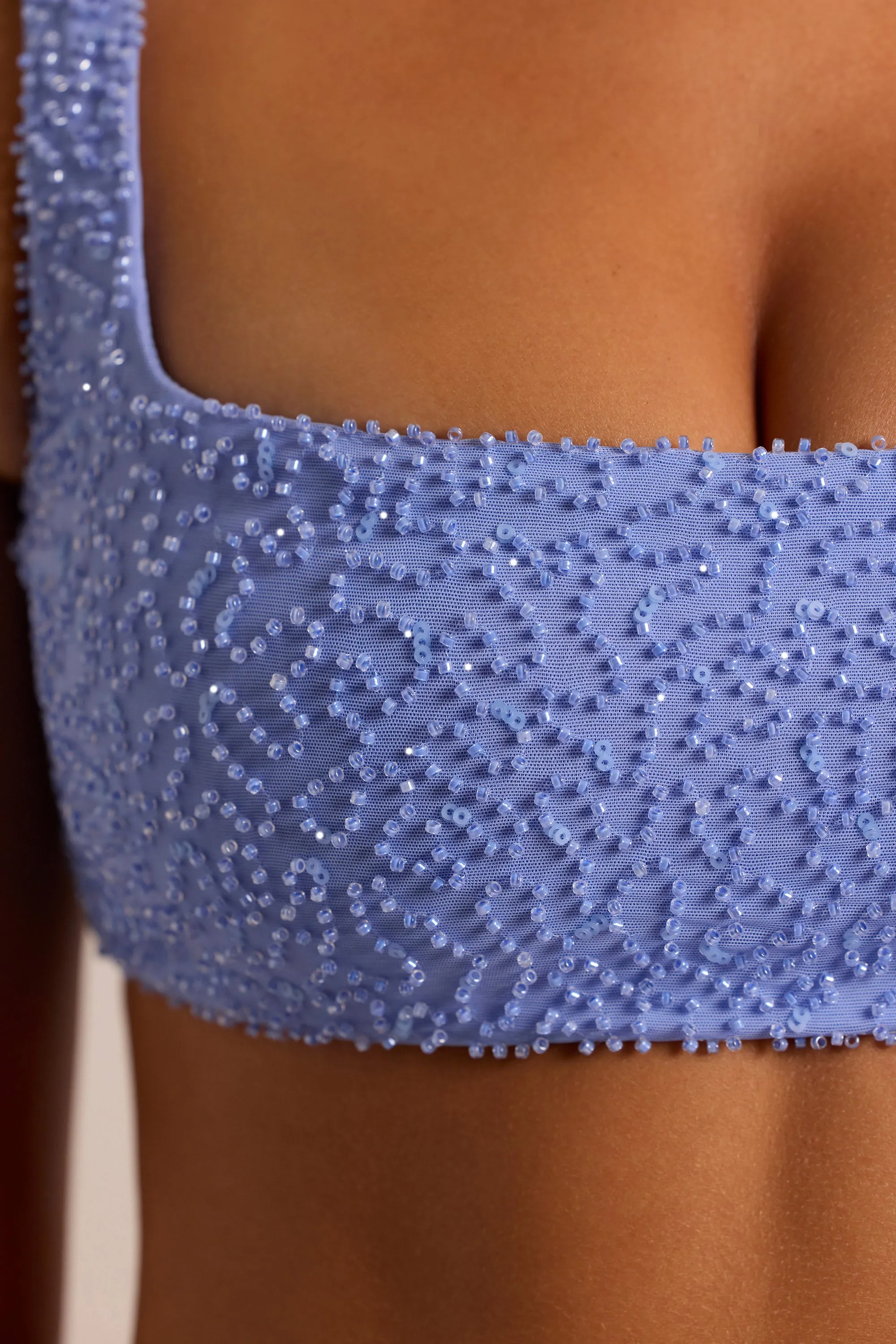 Embellished Square Neck Bralette in Powder Blue sold by Oh Polly product image thumbnail 4