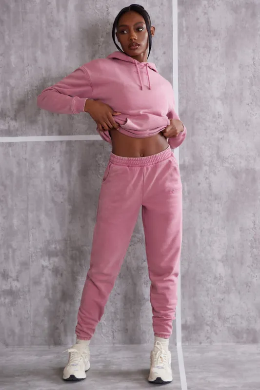 Petite High Waist Cuffed Joggers in Rose sold by Oh Polly