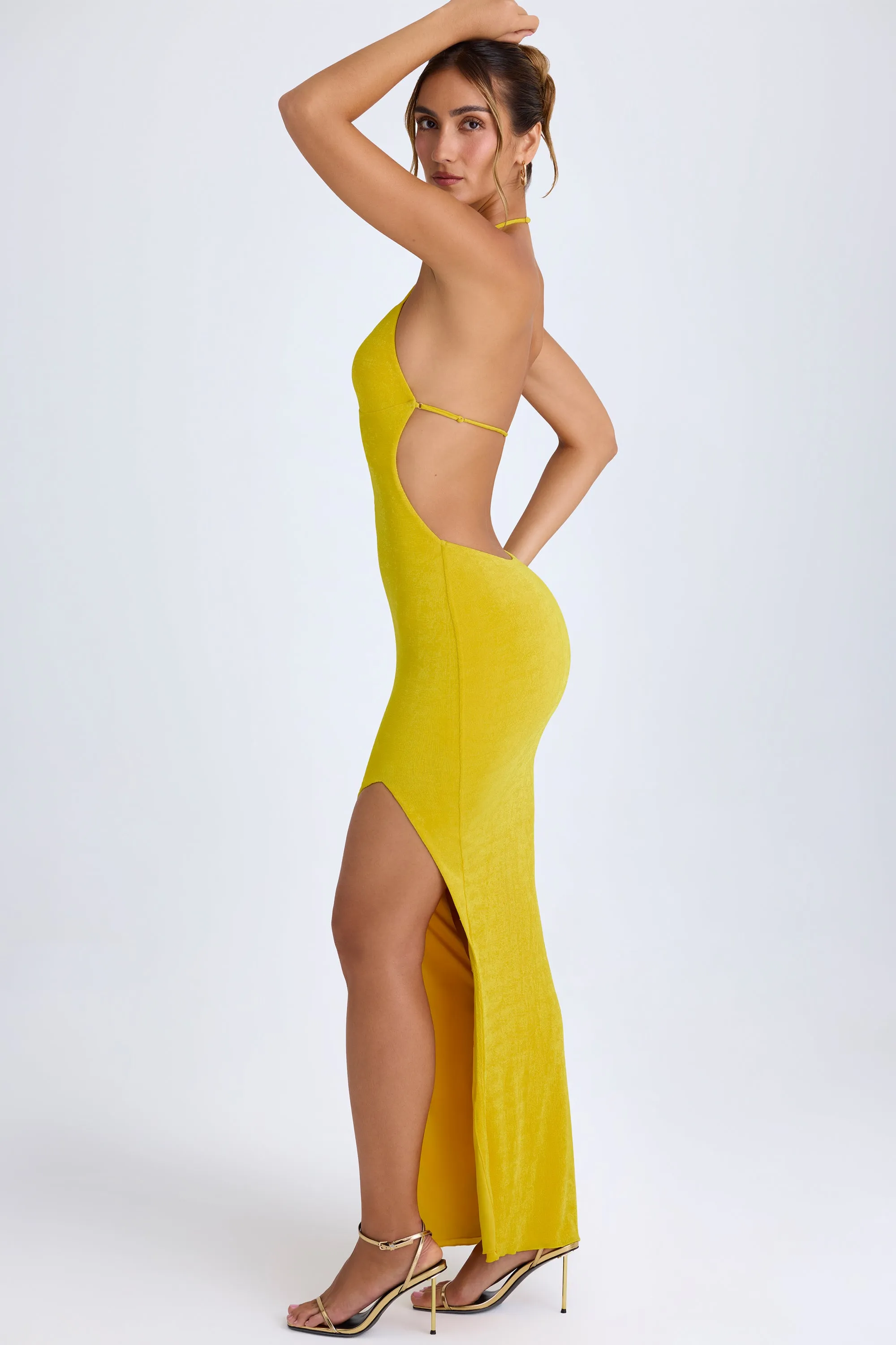 Cut-Out Halterneck Maxi Dress in Buttercup sold by Oh Polly product image thumbnail 5