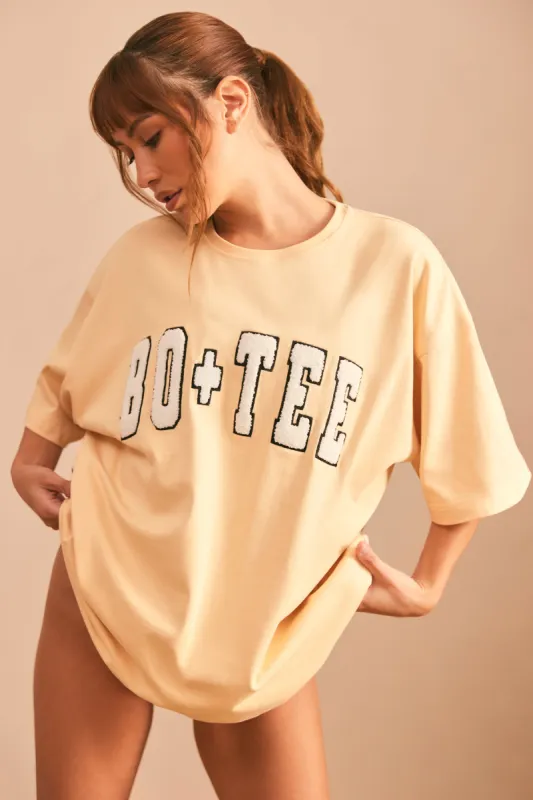 Oversized Short Sleeve T-Shirt in Sand sold by Oh Polly