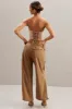 Wide Leg Cargo Trousers in Tan sold by Oh Polly