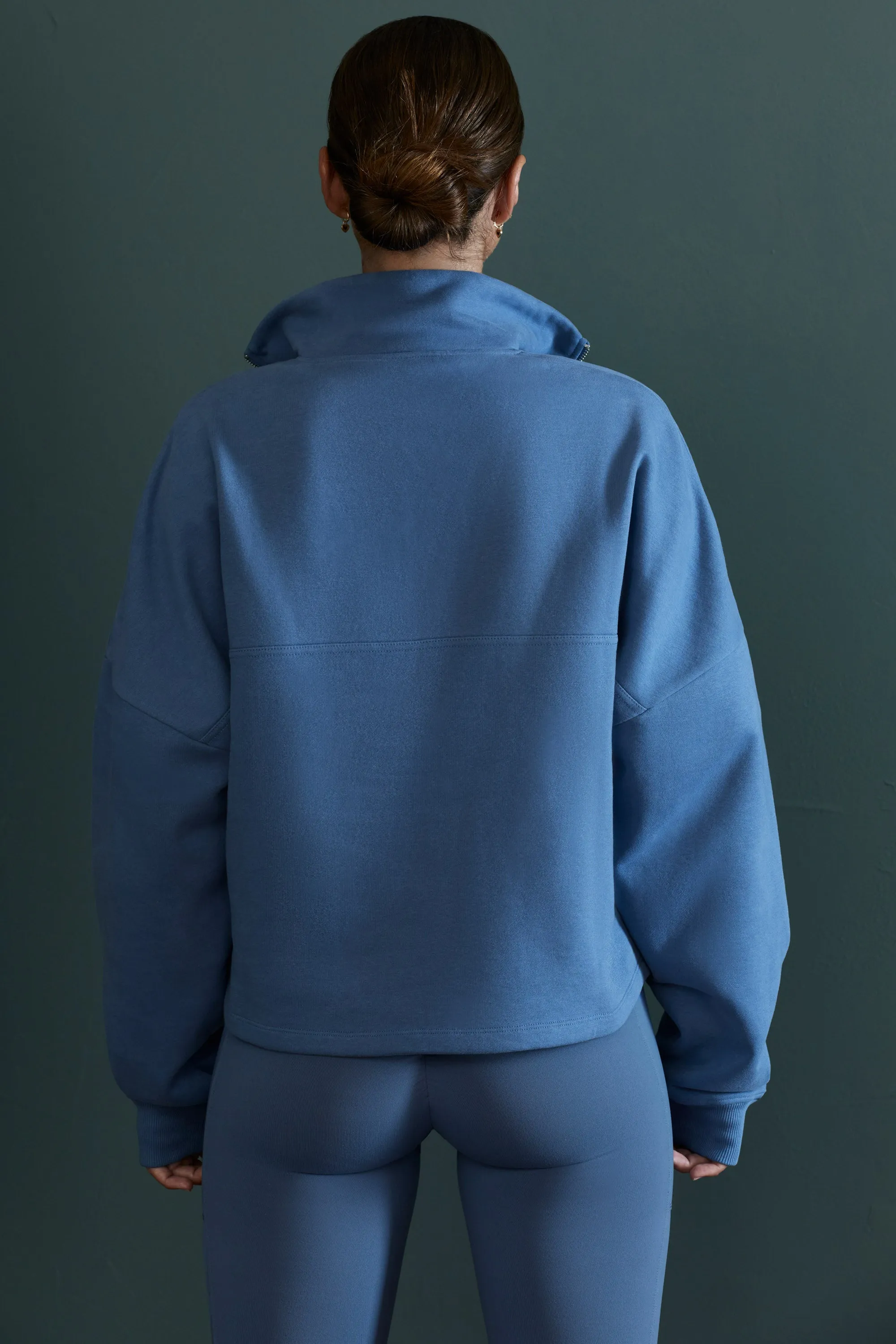Oversized Half Zip Sweatshirt in Blue sold by Oh Polly product image thumbnail 2
