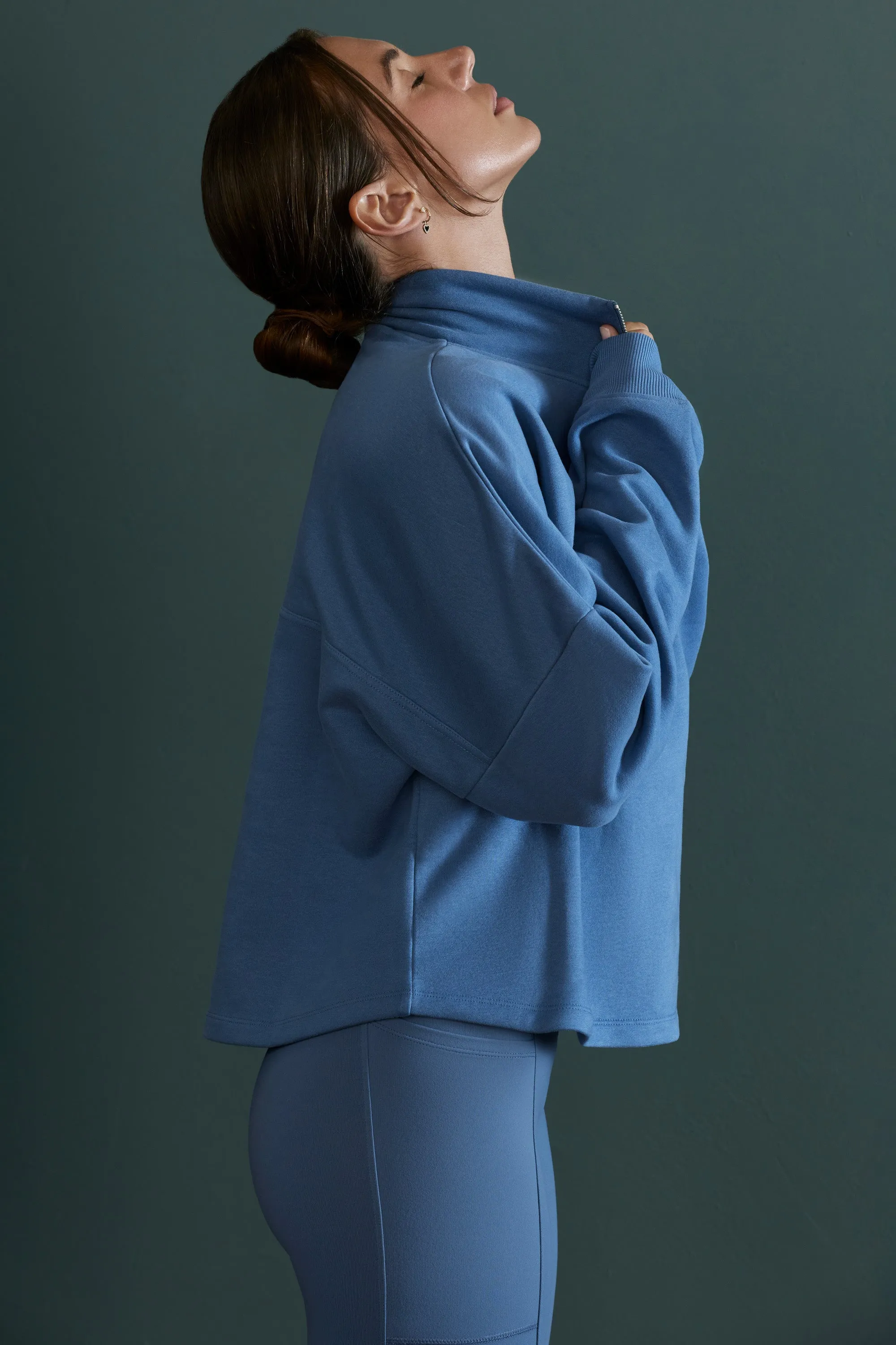 Oversized Half Zip Sweatshirt in Blue sold by Oh Polly product image thumbnail 3